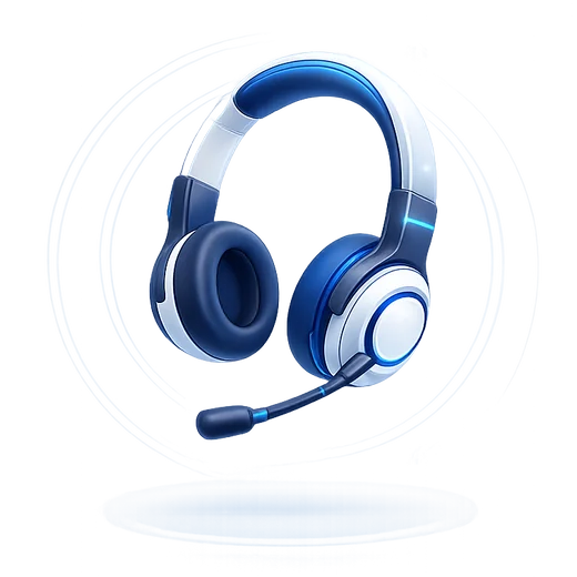Blåt headset ikon for NordicCall telefonpasning og professionel kundeservice